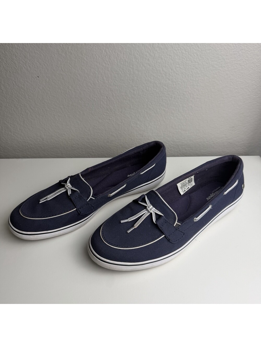Keds Women’s Navy Blue Canvas Boat Shoes Moccasin Slip On Rope Size 9
